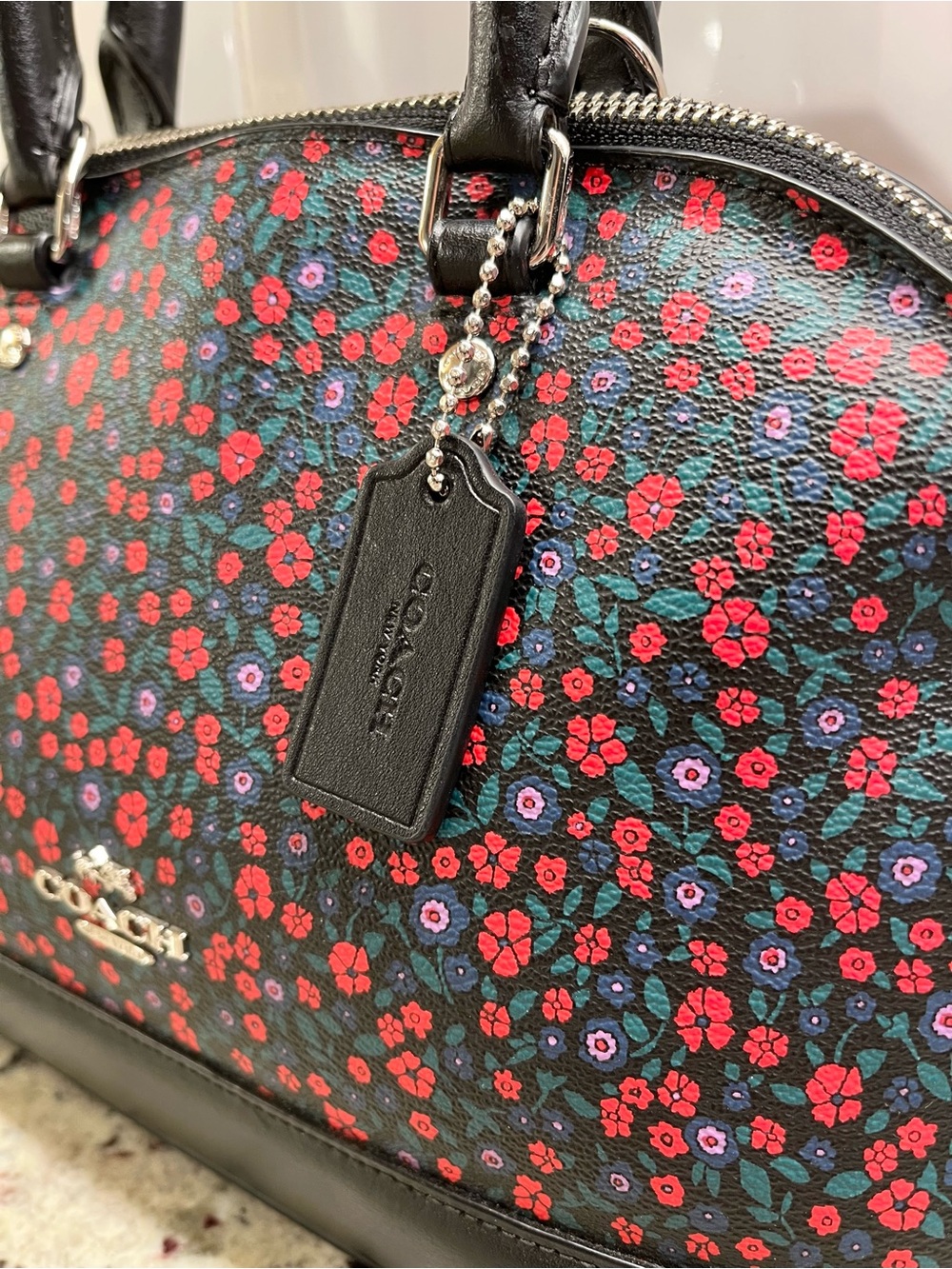 Coach Mini Sierra Satchel Crossbody Bag in a Floral Print NWOT - Picture 4 of 12